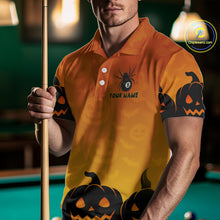 Load image into Gallery viewer, Personalized Orange Black Funny Pumpkin Billiard Shirt For Men Custom Halloween Pool Team Jersey TDM4510