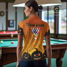 Load image into Gallery viewer, Personalized Orange Black Funny Pumpkin Billiard Shirt For Women Custom Halloween Pool Team Jersey TDM4510