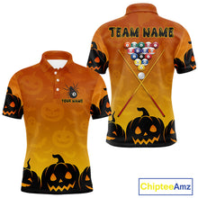 Load image into Gallery viewer, Personalized Orange Black Funny Pumpkin Billiard Shirt For Men Custom Halloween Pool Team Jersey TDM4510