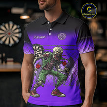 Load image into Gallery viewer, Purple Funny Zombie Dart Shirt With Pocket Option For Men Custom Dart Jersey TDM4938