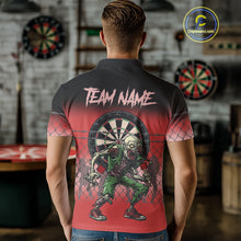 Load image into Gallery viewer, Red Funny Zombie Darts Shirt With Pocket Option For Men Custom Darts Jersey TDM4939