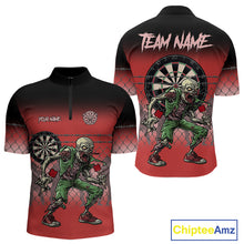 Load image into Gallery viewer, Red Funny Zombie Darts Shirt With Pocket Option For Men Custom Darts Jersey TDM4939