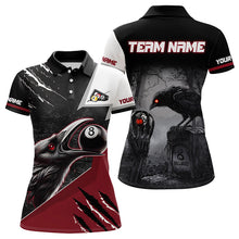 Load image into Gallery viewer, Personalized 8 Ball Pool Crows Billiard Shirts For Women,  Billiard Team Jerseys |Red TDM3151