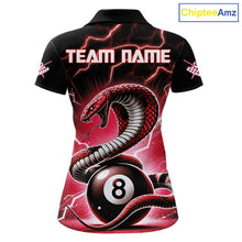 Load image into Gallery viewer, Red 8 Ball Lightning Thunder Cobra Snake Billiard Shirt For Women Custom Pool Team Jersey TDM5874