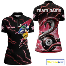 Load image into Gallery viewer, Red 8 Ball Lightning Thunder Cobra Snake Billiard Shirt For Women Custom Pool Team Jersey TDM5874