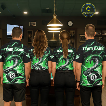 Green 8 Ball Lightning Thunder Cobra Snake Billiard Shirt For Women Custom Pool Team Jersey TDM5876