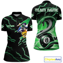 Load image into Gallery viewer, Green 8 Ball Lightning Thunder Cobra Snake Billiard Shirt For Women Custom Pool Team Jersey TDM5876