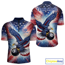 Load image into Gallery viewer, Personalized American Flag Eagle 8 Ball Billiard Shirt For Men, Patriotic Pool Team Jersey TDM5880