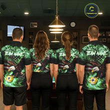 Load image into Gallery viewer, Green Flaming Eagle 8 &amp; 9 Ball Billiard Shirt For Men Custom US Flag Pool Jersey Polo, 1/4 Zip TDM6250