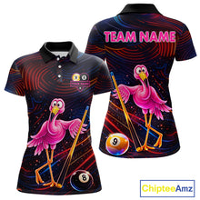 Load image into Gallery viewer, Funny Neon Flamingo 8 Ball &amp; 9 Ball Billiard Shirt For Women Custom Pool Team Jersey Polo &amp; 1/4 Zip TDM6257