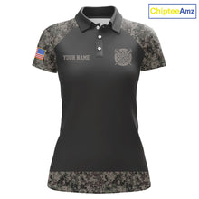 Load image into Gallery viewer, Personalized Retro Camo US Flag Darts Shirt For Women, Patriotic Darts Team Jersey Polo &amp; 1/4 Zip TDM6260
