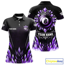 Load image into Gallery viewer, Personalized Purple Icy 8 Ball Pool Crown Billiard Shirt For Women, Funny Billiard Team Jerseys TDM4304