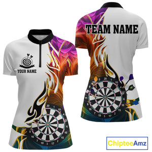 Personalized Colorful Flaming Darts Jersey For Women Custom Darts Team Shirts Polo & Quarter Zip TDM4514