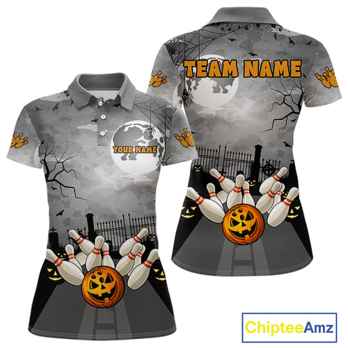 Funny Bowling Halloween Shirt For Women Custom Halloween Bowling Jersey Team Polo & 1/4 Zip TDM4949