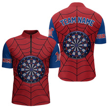 Load image into Gallery viewer, Blue And Red Dart Spider Web Custom Dart Shirts For Men, Unique Dart Team Jerseys Funny Dart Shirts TDM3170
