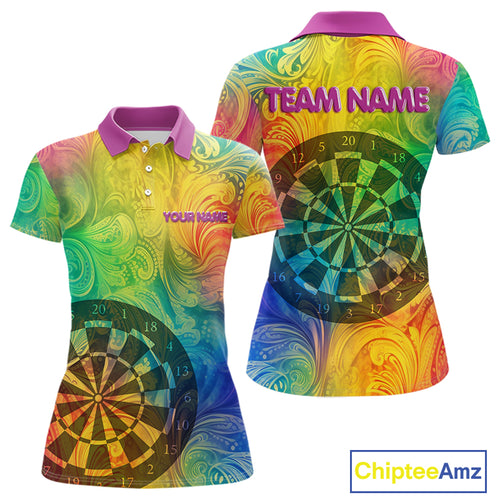 Personalized Funny Colorful Dart Shirt Polo & 1/4 Zip For Women Custom Dart Jerseys Team Outfit TDM3844