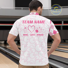 Load image into Gallery viewer, Personalized Pink Argyle Bowling Jersey For Men Custom Bowling Shirt Team Polo &amp; 1/4 Zip TDM6265