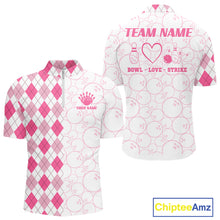 Load image into Gallery viewer, Personalized Pink Argyle Bowling Jersey For Men Custom Bowling Shirt Team Polo &amp; 1/4 Zip TDM6265