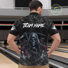 Load image into Gallery viewer, Grim Reaper And Roses Custom Bowling Shirt For Men, Bowling Team Jersey Polo &amp; Quarter Zip TDM6272