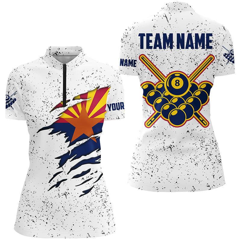 8 Ball Pool Arizona Flag Personalized Billiard Women's Quarter-Zip Shirts 8 Ball Pool Shirts TDM0502