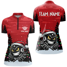 Load image into Gallery viewer, Personalized Red Christmas Santa 8 Ball Pool Billiard Shirts For Women, Funny Xmas Billiard Jerseys TDM2932