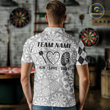 Load image into Gallery viewer, Aim Love Darts Custom Black Argyle Men Darts Polo &amp; 1/4 Shirt, Funny Darts Shirts Dart Team Jersey TDM5662