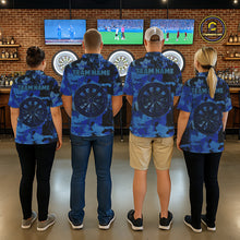 Load image into Gallery viewer, Custom Grunge Blue Camo Arrow Darts Shirts For Women, Retro Darts Jersey Team Polo &amp; 1/4 Zip TDM5664