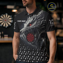 Load image into Gallery viewer, Personalized Viking 3D Wolf Dart Shirts For Men Custom Black Dart Team Jerseys Polo &amp; Quarter Zip TDM3848