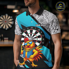 Load image into Gallery viewer, Personalized Rooster Funny Darts Shirt For Men Custom Darts Team Jersey Polo &amp; 1/4 Zip |Blue TDM6279