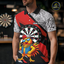 Load image into Gallery viewer, Personalized Rooster Funny Darts Shirt For Men Custom Darts Team Jersey Polo &amp; 1/4 Zip |Red TDM6280