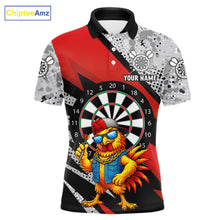 Load image into Gallery viewer, Personalized Rooster Funny Darts Shirt For Men Custom Darts Team Jersey Polo &amp; 1/4 Zip |Red TDM6280