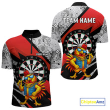 Load image into Gallery viewer, Personalized Rooster Funny Darts Shirt For Men Custom Darts Team Jersey Polo &amp; 1/4 Zip |Red TDM6280
