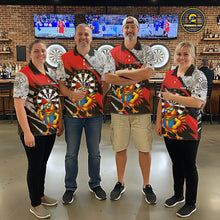 Load image into Gallery viewer, Personalized Rooster Funny Darts Shirt For Men Custom Darts Team Jersey Polo &amp; 1/4 Zip |Red TDM6280