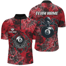 Load image into Gallery viewer, Red Camo Billiard Spider Cobweb Custom Men Polo &amp; Quarter-Zip Shirts, Unique 8 Ball Pool Jerseys TDM1766