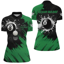 Load image into Gallery viewer, Personalized 8 Ball Pool Paint Splash Billiard Shirts For Women, Unique Billiard Pool Jerseys |Green TDM2168