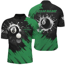 Load image into Gallery viewer, Personalized 8 Ball Pool Paint Splash Billiard Shirts For Men, Unique Billiard Pool Jerseys |Green TDM2168