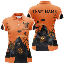 Load image into Gallery viewer, Halloween Spook Night Grim Reaper Custom Darts Shirts For Women, Orange  Dart Jerseys TDM2686