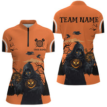 Load image into Gallery viewer, Halloween Spook Night Grim Reaper Custom Darts Shirts For Women, Orange  Dart Jerseys TDM2686