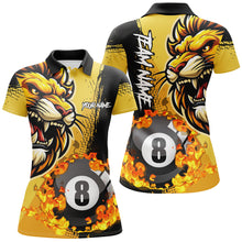 Load image into Gallery viewer, Yellow Funny 8 Ball Pool Flame Custom Lion Billiard Polo &amp; 1/4 Zip Shirts For Women Billiard Jerseys TDM2937