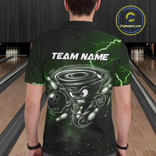 Load image into Gallery viewer, Personalized Thunder Lightning Tornado Funny Bowling Shirt For Men, Bowling Team Jersey |Green TDM5395