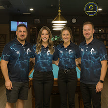 Load image into Gallery viewer, Blue Funny Tornado 8 Ball Pool Billiard Shirt For Women Custom Thunder Lightning Billiard Team Jersey TDM5396