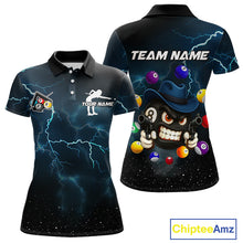 Load image into Gallery viewer, Blue Funny 8 Ball Pool Billiard Shirt For Women Custom Thunder Lightning Billiard Team Jersey TDM5397