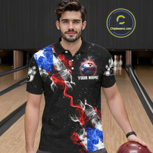 Load image into Gallery viewer, Personalize Puerto Rico Flag Smoke Bowling Shirt For Men Custom Patriotic Bowling Team Jersey TDM6022