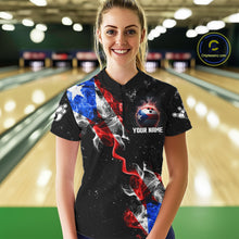 Load image into Gallery viewer, Personalize Puerto Rico Flag Smoke Bowling Shirt For Women Custom Patriotic Bowling Team Jersey TDM6022