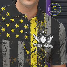 Load image into Gallery viewer, Yellow Grunge American Flag Patriotic Bowling Shirts For Men Custom Bowling Jersey Polo &amp; 1/4 Zip TDM6288