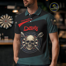 Load image into Gallery viewer, Grunge Skull And Dartboard Custom Polo Darts Shirt For Men - Darts Team Jersey NYN0700