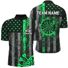 Load image into Gallery viewer, Custom Green Grunge US Flag Patriotic Darts Shirt For Men, Retro Darts Board Darts Team Jerseys TDM2182