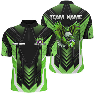 Personalized Funny Eagle Billiard Shirts For Men Custom Name Green Billiard Balls Sports Jerseys TDM3174