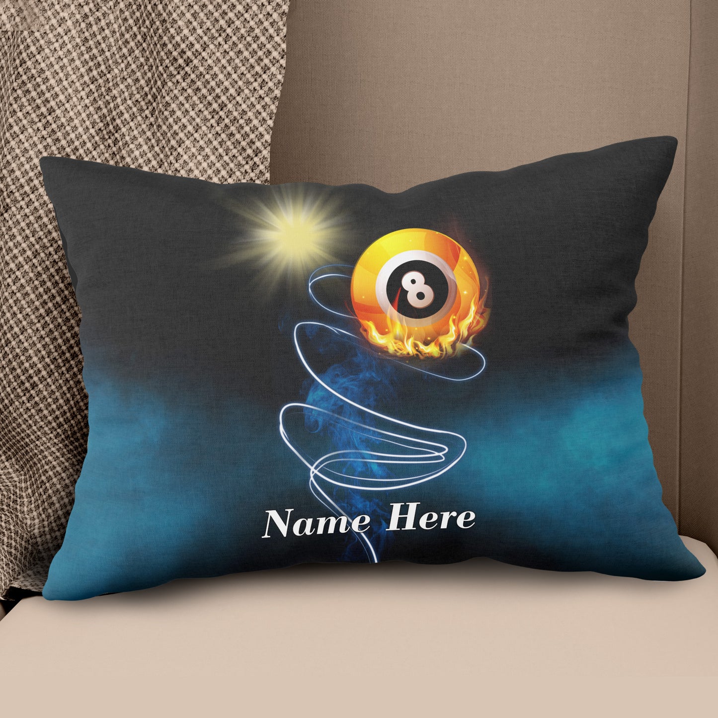 Personalized Billiard 8 Ball Flame Pillow, Funny Billiard Pillow Gifts TDM0882