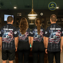 Load image into Gallery viewer, Custom US Flag Smoke 8 Ball Pool Billiard Shirt For Men, 3D Patriotic Billiard Team Jersey TDM5692
